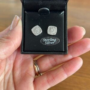 Elegant Silver Stud Earrings with Double Halo